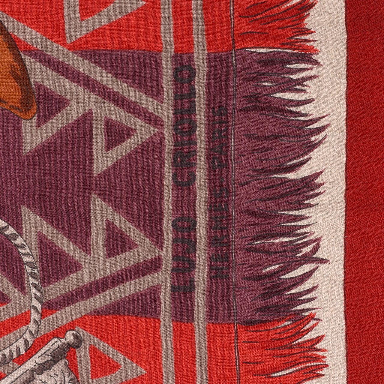 Hermès Hermès Carré 90 "LUJO CRIOLLO" Cashmere & Silk handkerchief in Red Rood
