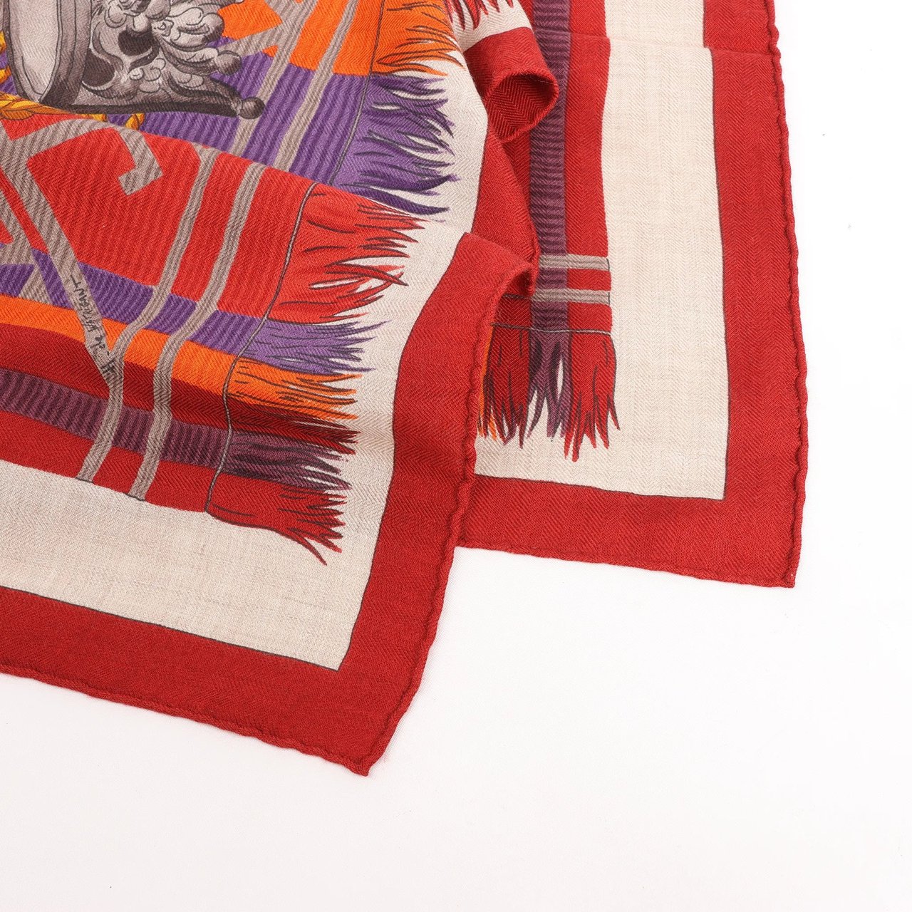 Hermès Hermès Carré 90 "LUJO CRIOLLO" Cashmere & Silk handkerchief in Red Rood