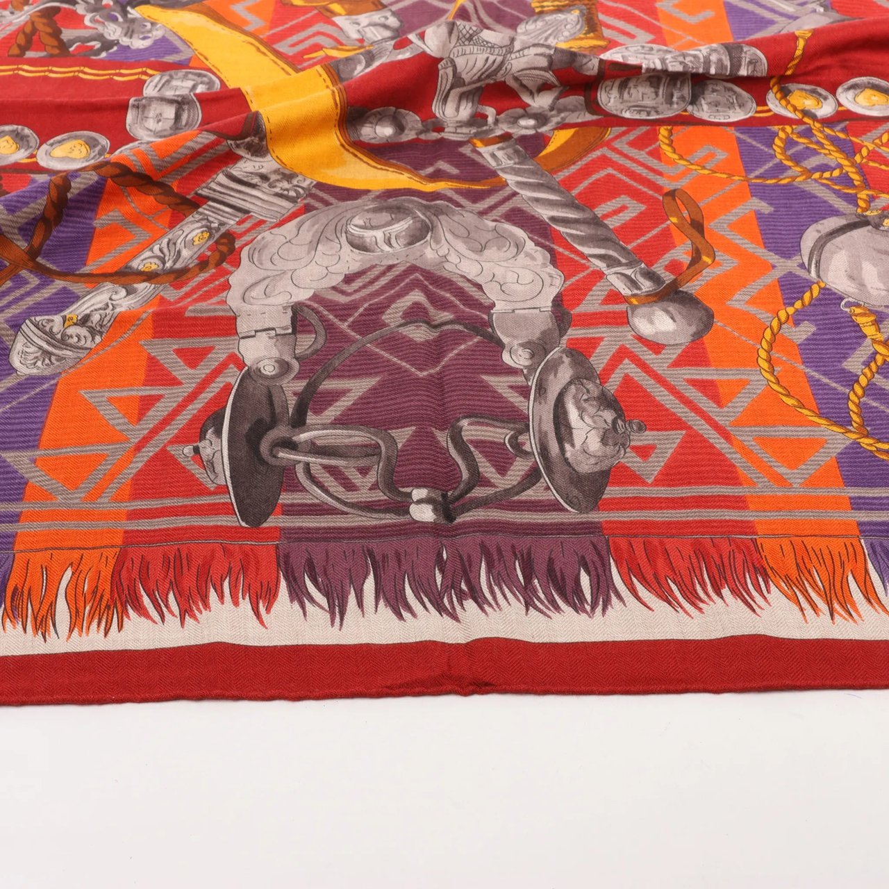 Hermès Hermès Carré 90 "LUJO CRIOLLO" Cashmere & Silk handkerchief in Red Rood