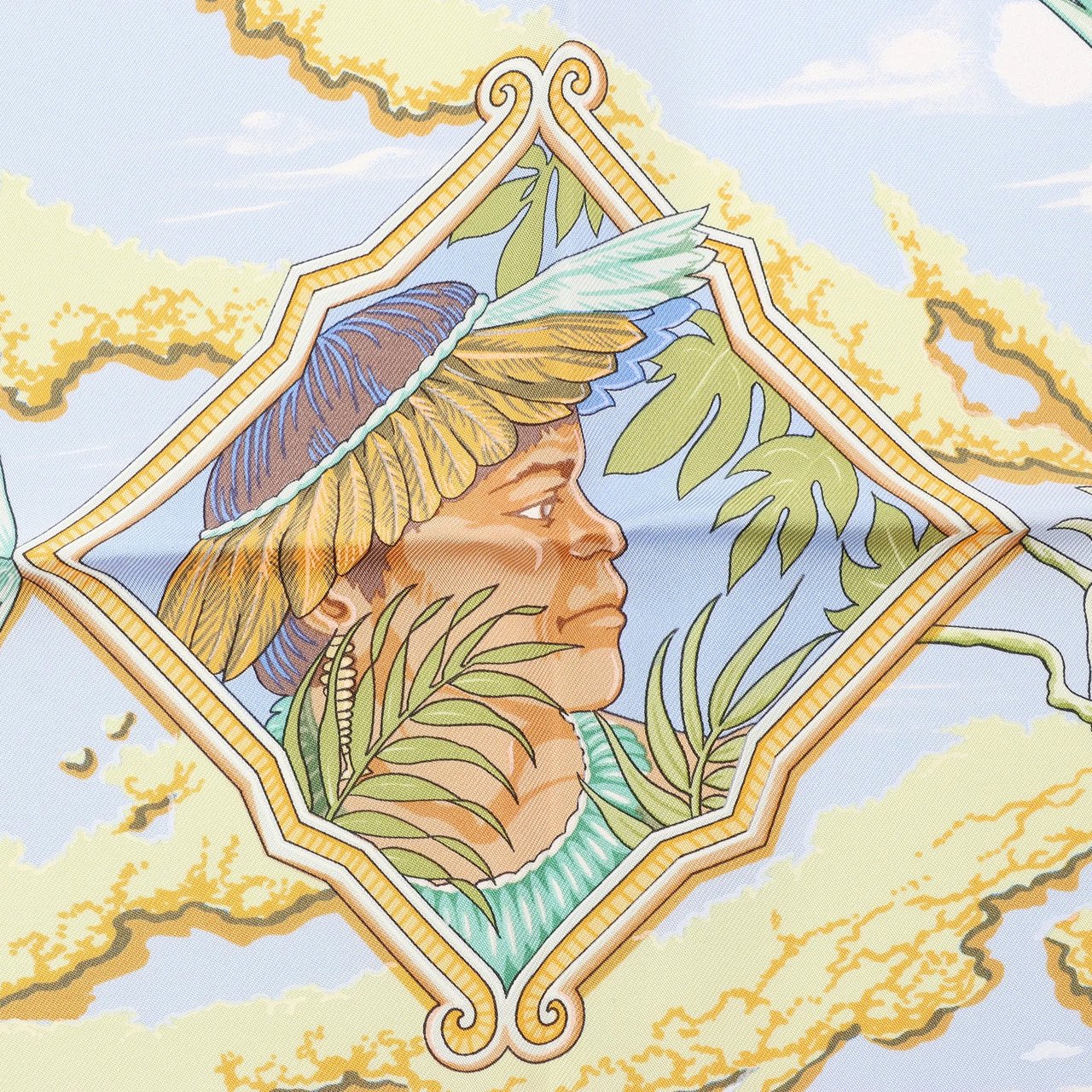 Hermès Hermès Carré 90 "AMAZONIA" Silk handkerchief in Blue Blauw