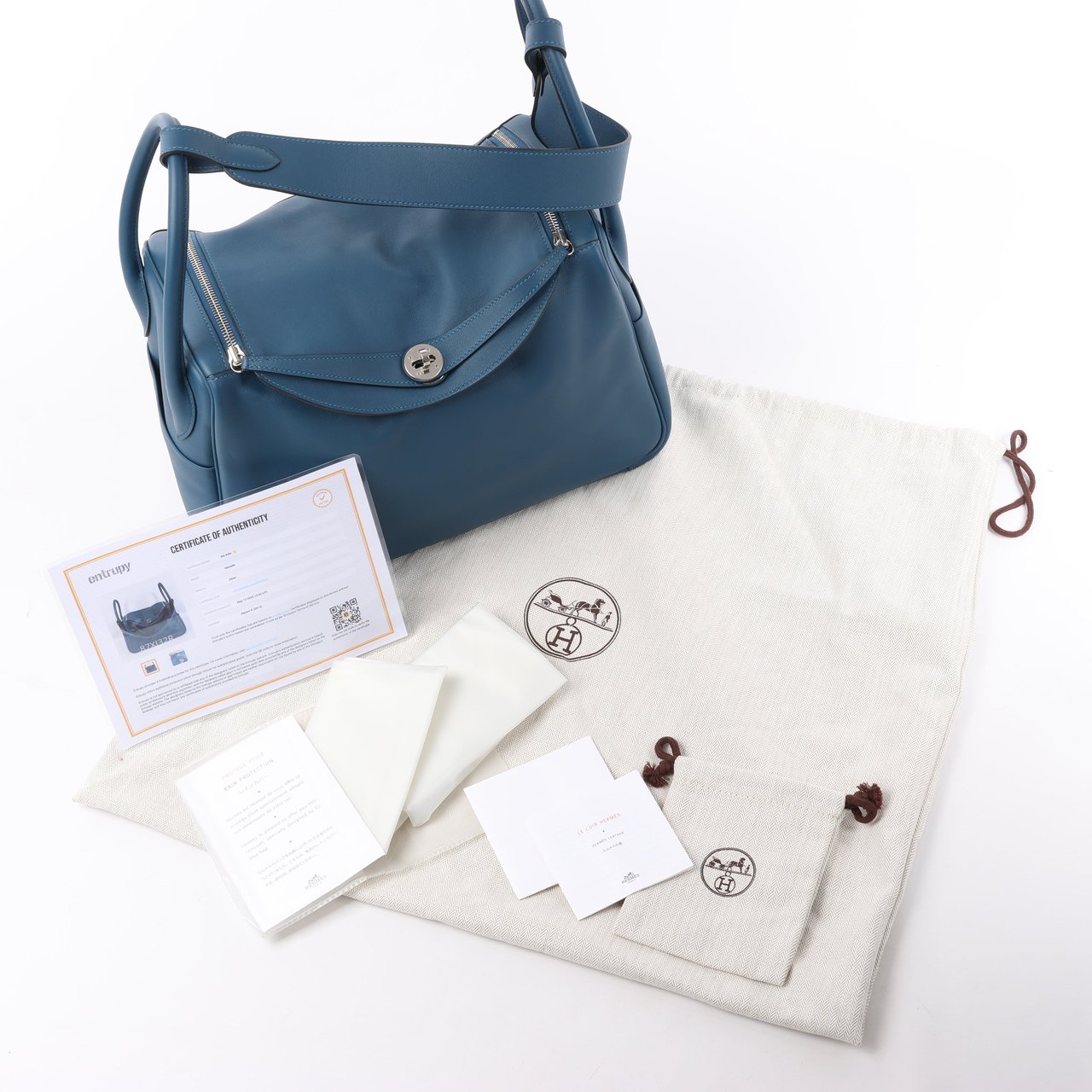 Hermès Hermes Lindy 34 Veau Swift Blue de galice Silver Metal Fittings 2Way Handbag □R: 2014 Navy
