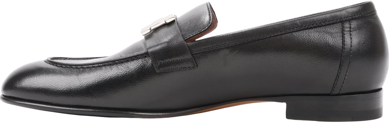 Hermès HERMES Paris Leather Loafers in Black, Size 38.5 EU Zwart