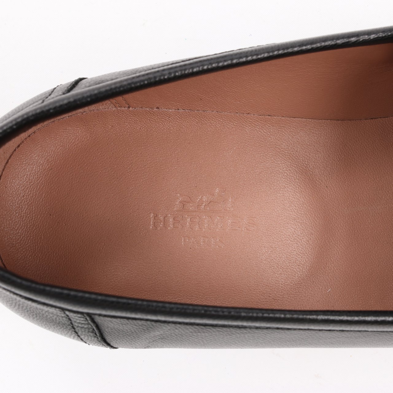 Hermès HERMES Paris Leather Loafers in Black, Size 38.5 EU Zwart