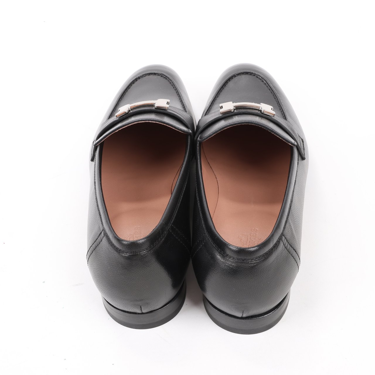 Hermès HERMES Paris Leather Loafers in Black, Size 38.5 EU Zwart