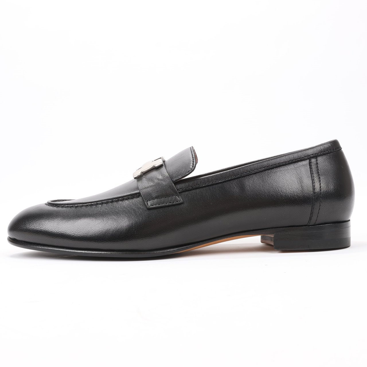Hermès HERMES Paris Leather Loafers in Black, Size 38.5 EU Zwart