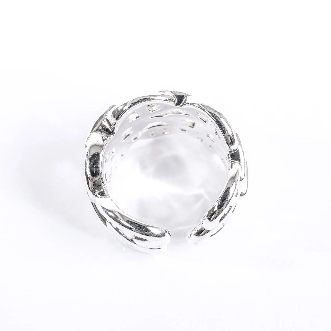 Hermès Hermes Chaîne d'Ancre Enchaînée Silver Ring, Size 54 EU Zilver