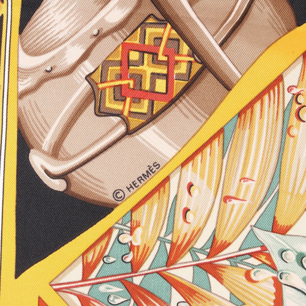 Hermès Hermès Carré 90 "Au Son du Tam Tam" Silk handkerchief in Black Zwart