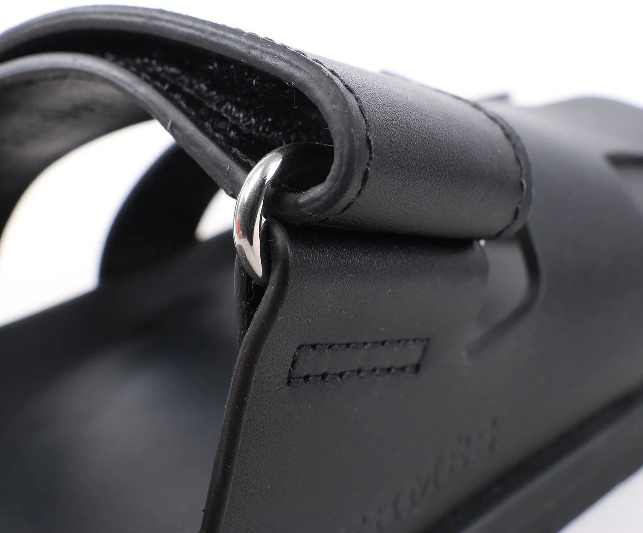 Hermès HERMES Cypre Leather Sandals in Black, Size 38.5 EU Zwart