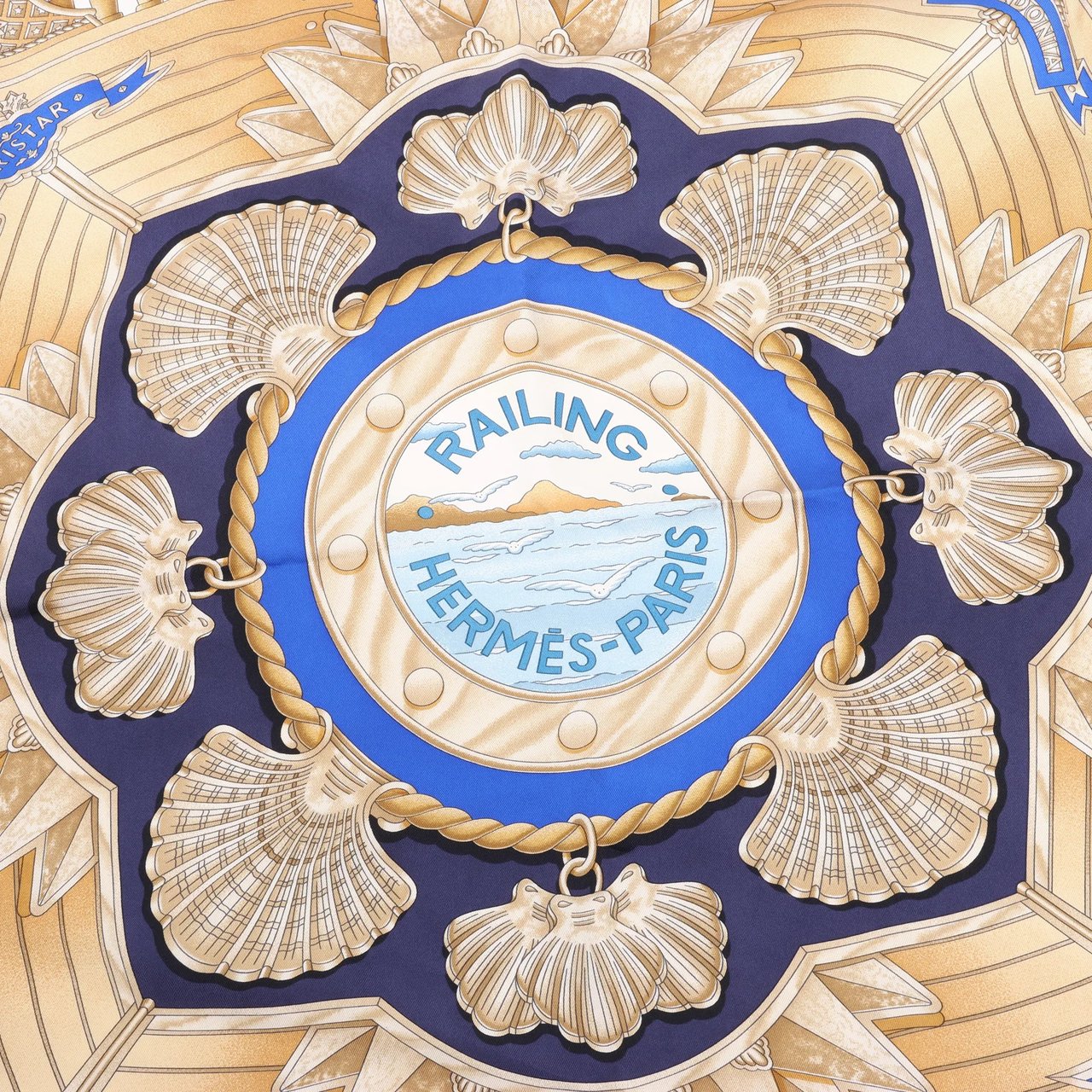 Hermès Hermès Carré 90 "RAILING" Silk handkerchief in Navy Blue Navy