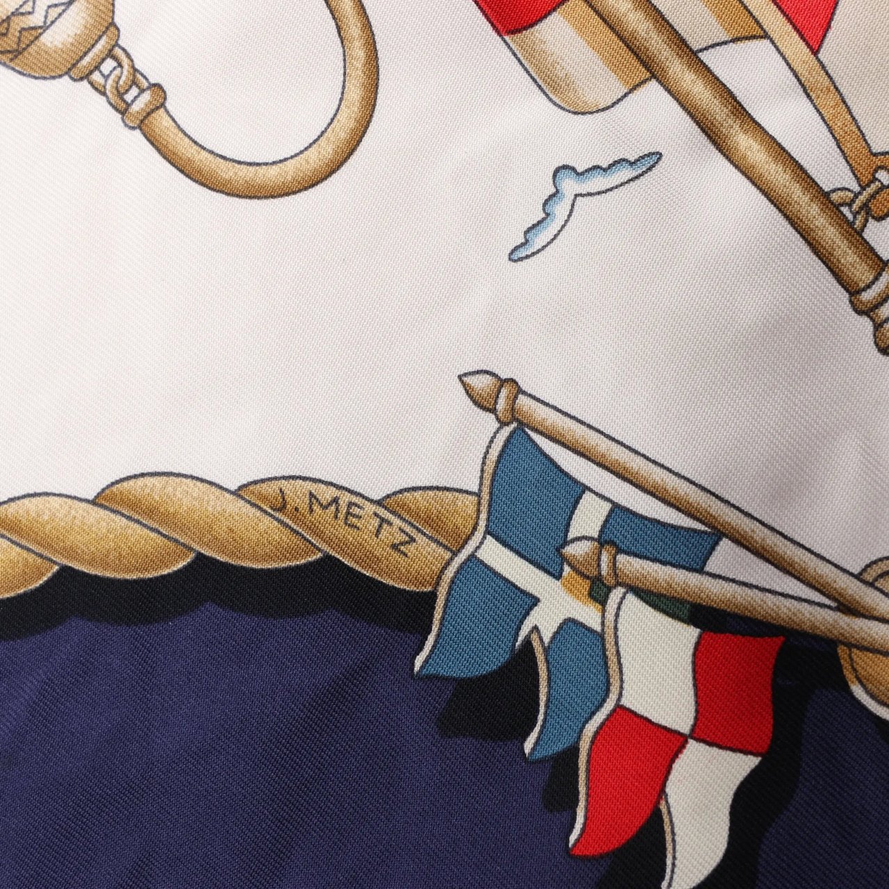 Hermès Hermès Carré 90 "RAILING" Silk handkerchief in Navy Blue Navy