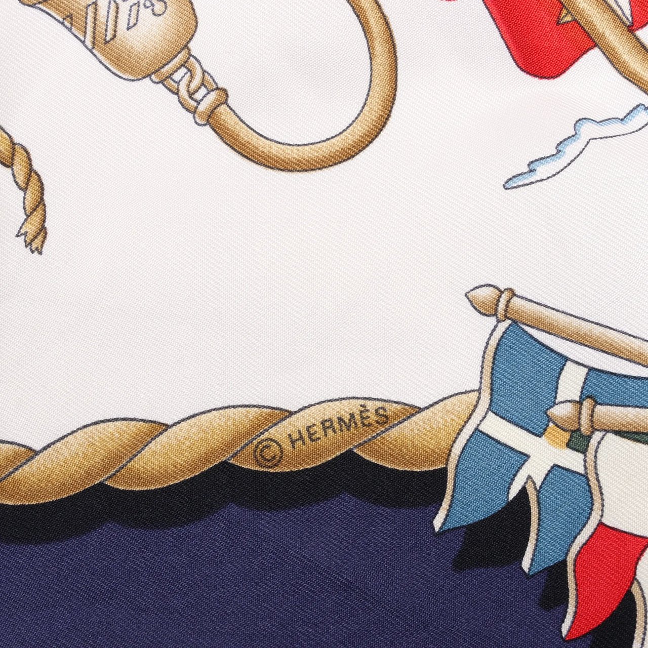 Hermès Hermès Carré 90 "RAILING" Silk handkerchief in Navy Blue Navy