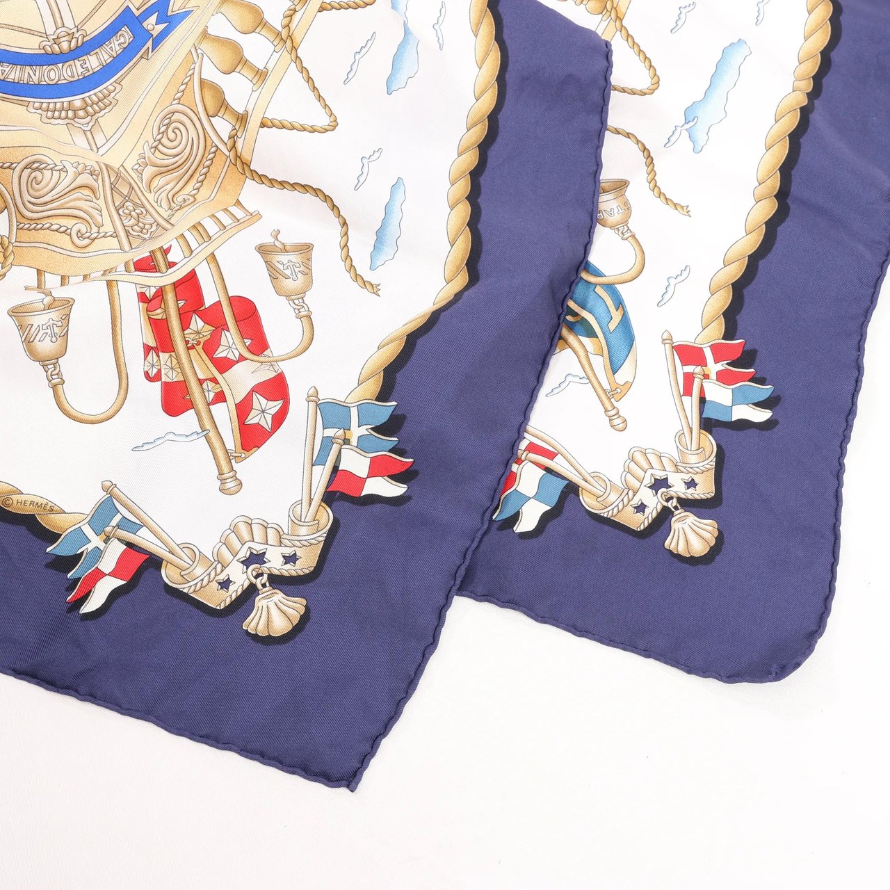 Hermès Hermès Carré 90 "RAILING" Silk handkerchief in Navy Blue Navy