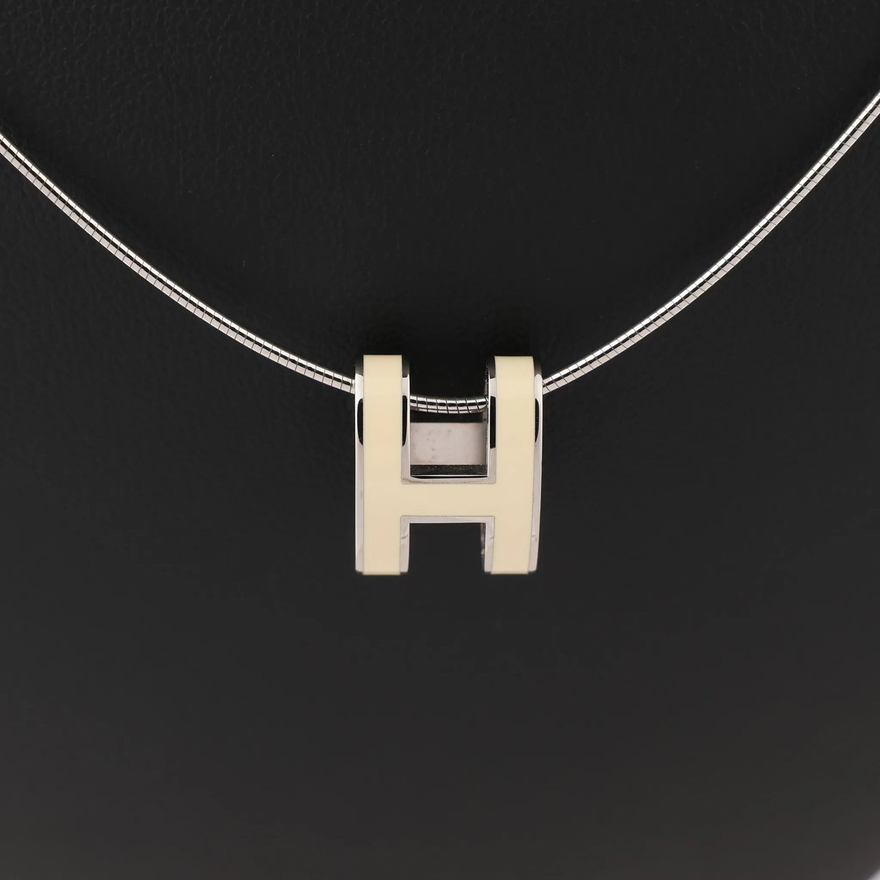 Hermès Hermes Pop H Necklace Metal × 925 in Ecru x Silver Divers