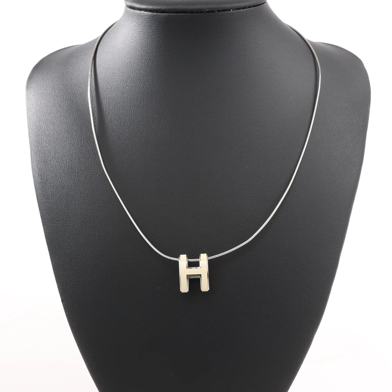 Hermès Hermes Pop H Necklace Metal × 925 in Ecru x Silver Divers