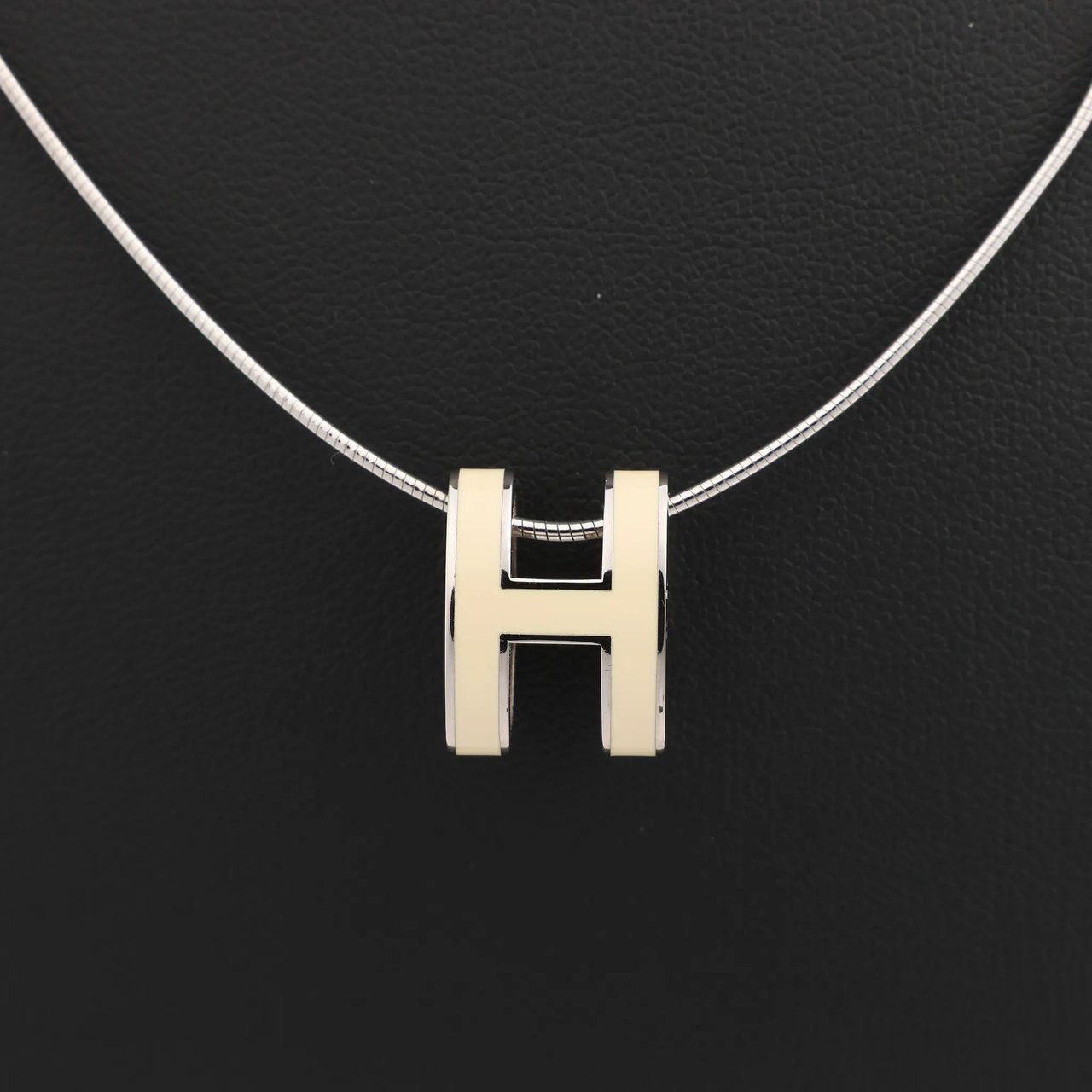 Hermès Hermes Pop H Necklace Metal × 925 in Ecru x Silver Divers
