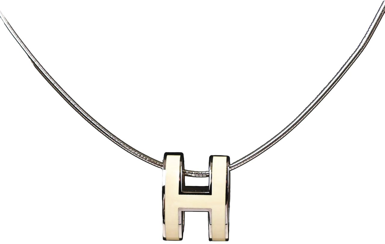 Hermès Hermes Pop H Necklace Metal × 925 in Ecru x Silver Divers