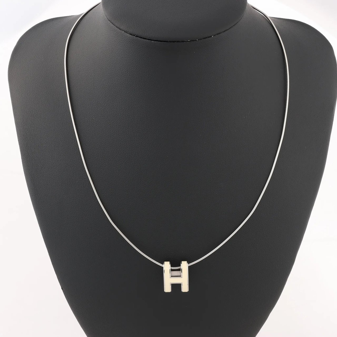 Hermès Hermes Pop H Necklace Metal × 925 in Ecru x Silver Divers