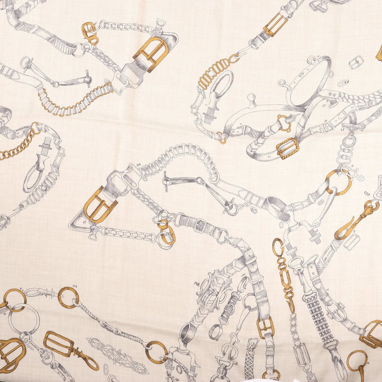 Hermès Hermès Carré Géant "Malines Chevaux Déchène" Cashmere & Silk handkerchief in Beige x Navy Blue Beige