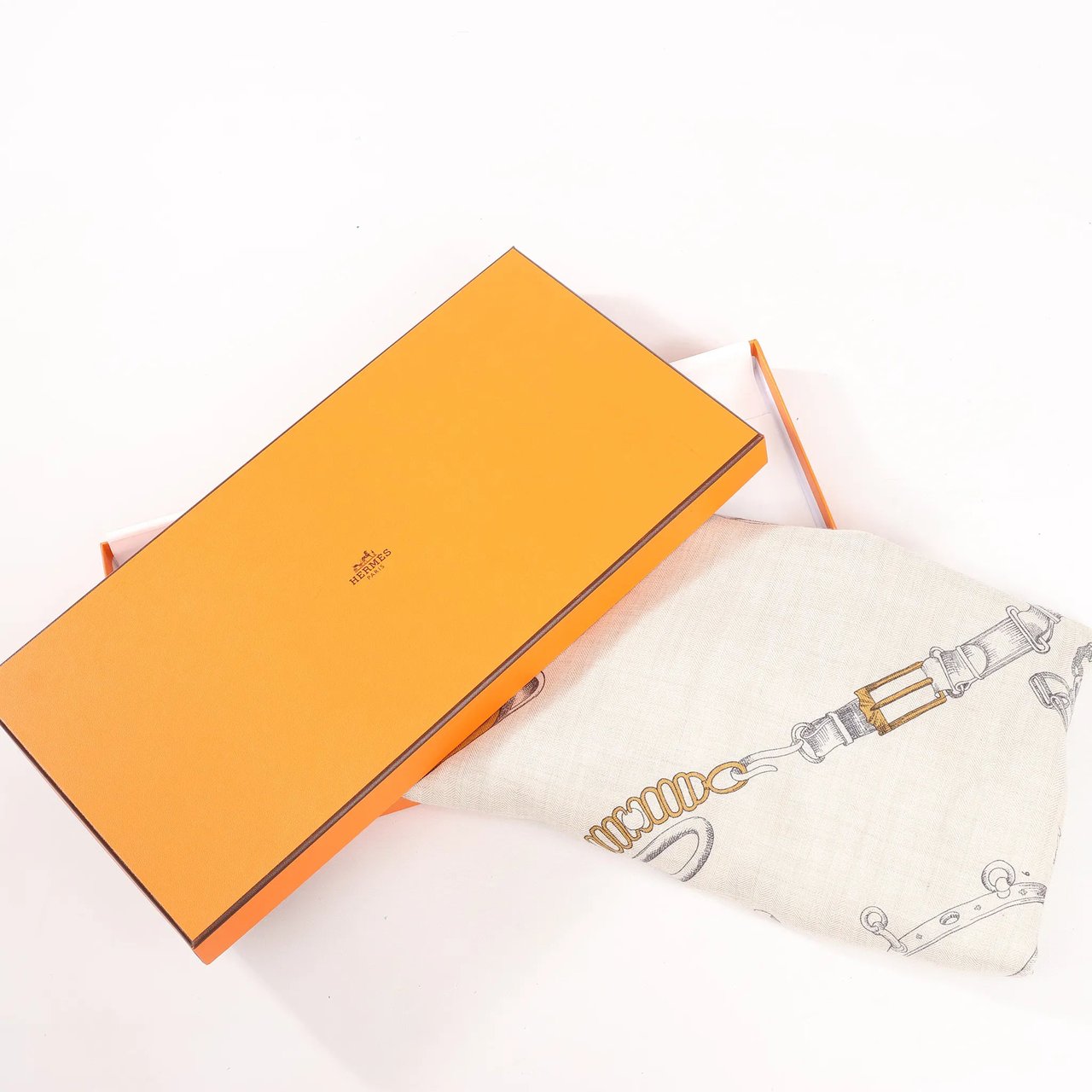 Hermès Hermès Carré Géant "Malines Chevaux Déchène" Cashmere & Silk handkerchief in Beige x Navy Blue Beige