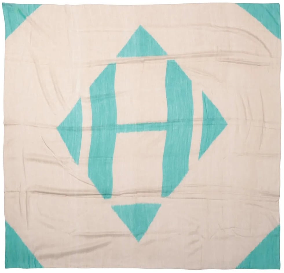 Hermès Hermès Carré Géant "Calégé amplume HIKAT" Cashmere & Silk handkerchief in Beige x Green Beige