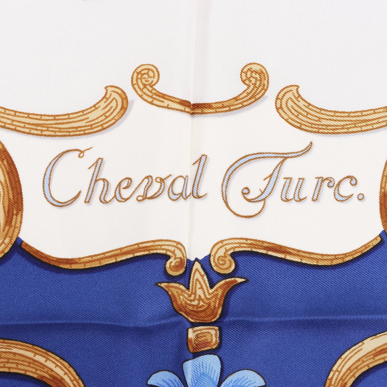 Hermès Hermès Carré 90 "Cheval Turc" Silk handkerchief in Blue Rood