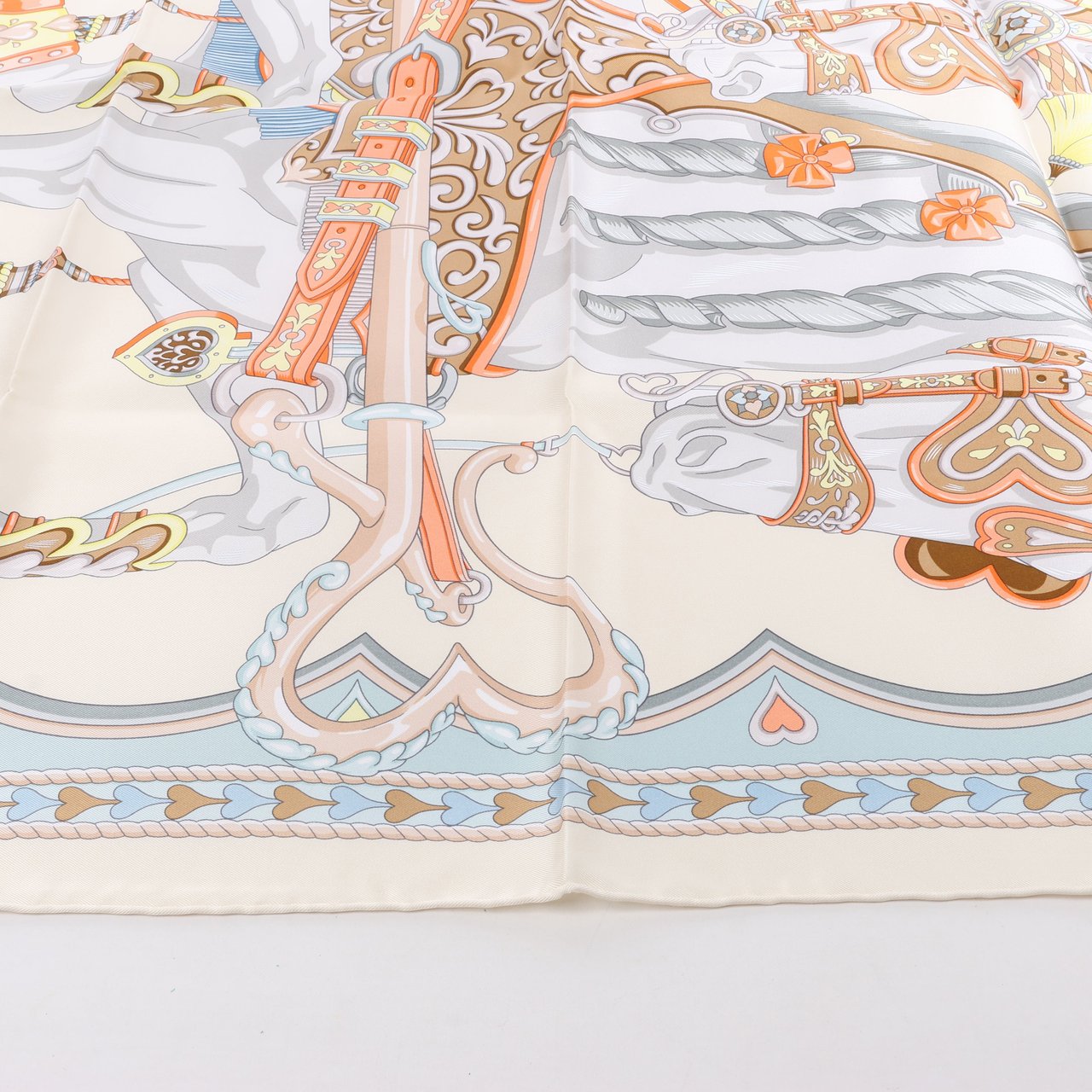 Hermès Hermes Carré 90 "HARNAIS DE COEUR" Silk handkerchief in Multicolor Divers