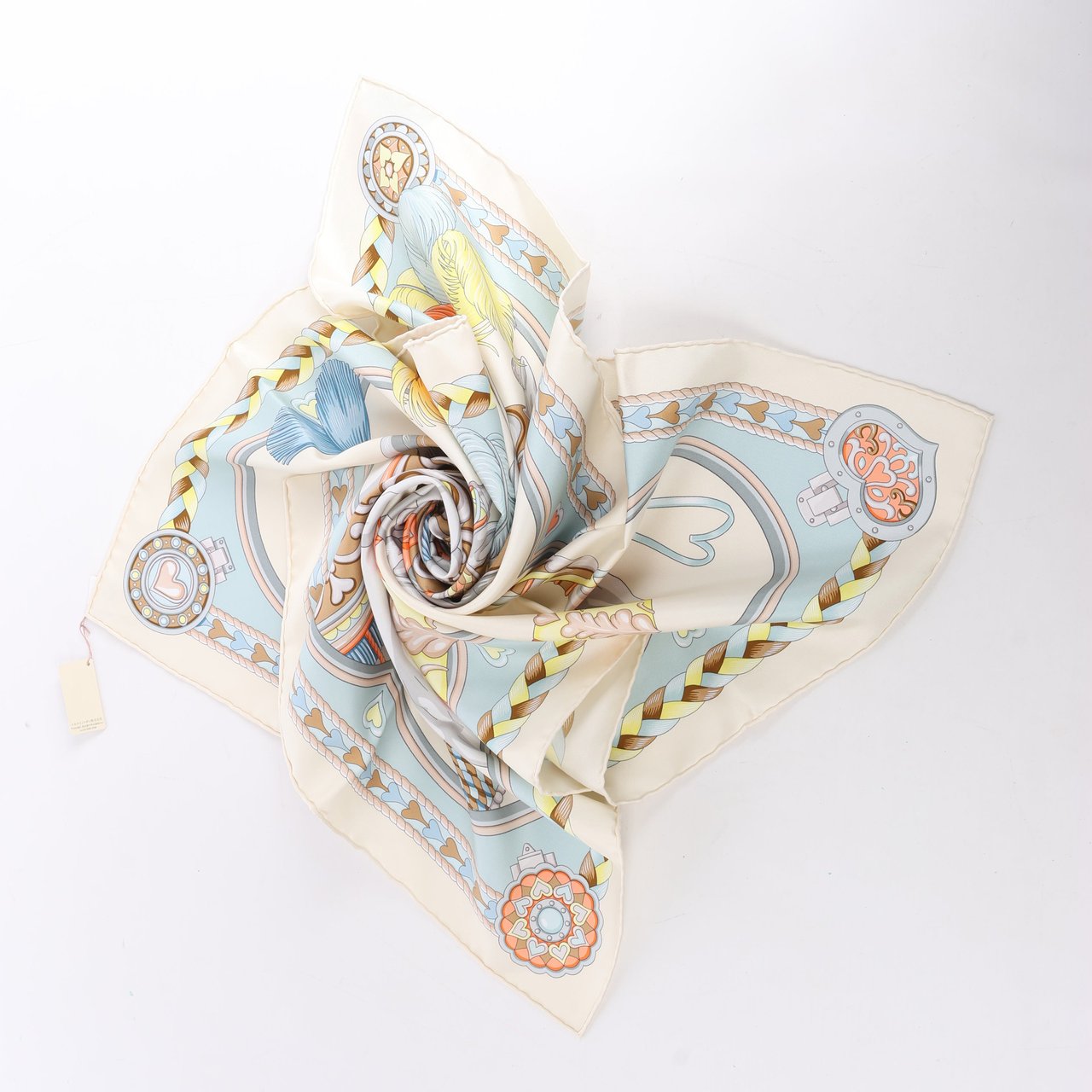 Hermès Hermes Carré 90 "HARNAIS DE COEUR" Silk handkerchief in Multicolor Divers