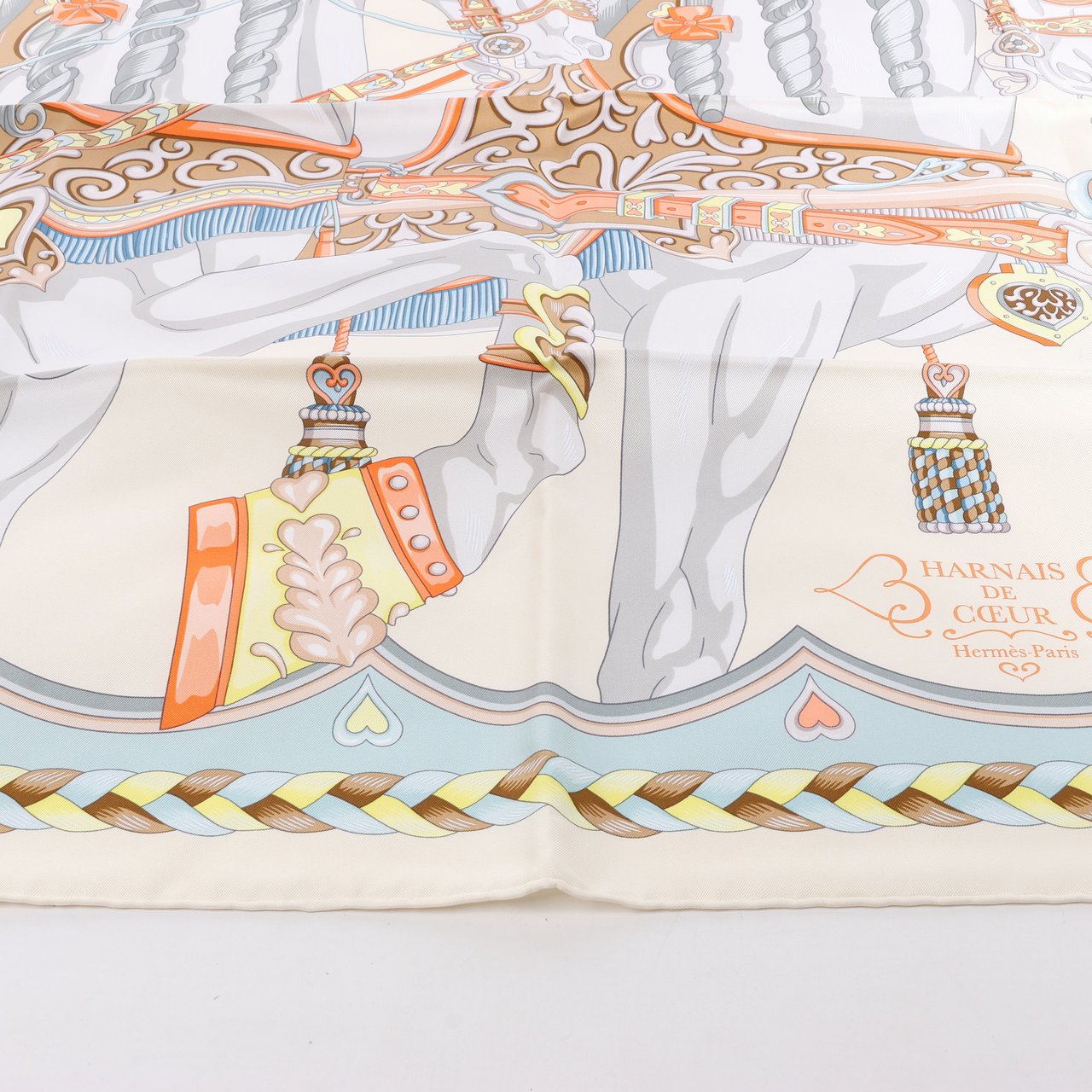 Hermès Hermes Carré 90 "HARNAIS DE COEUR" Silk handkerchief in Multicolor Divers