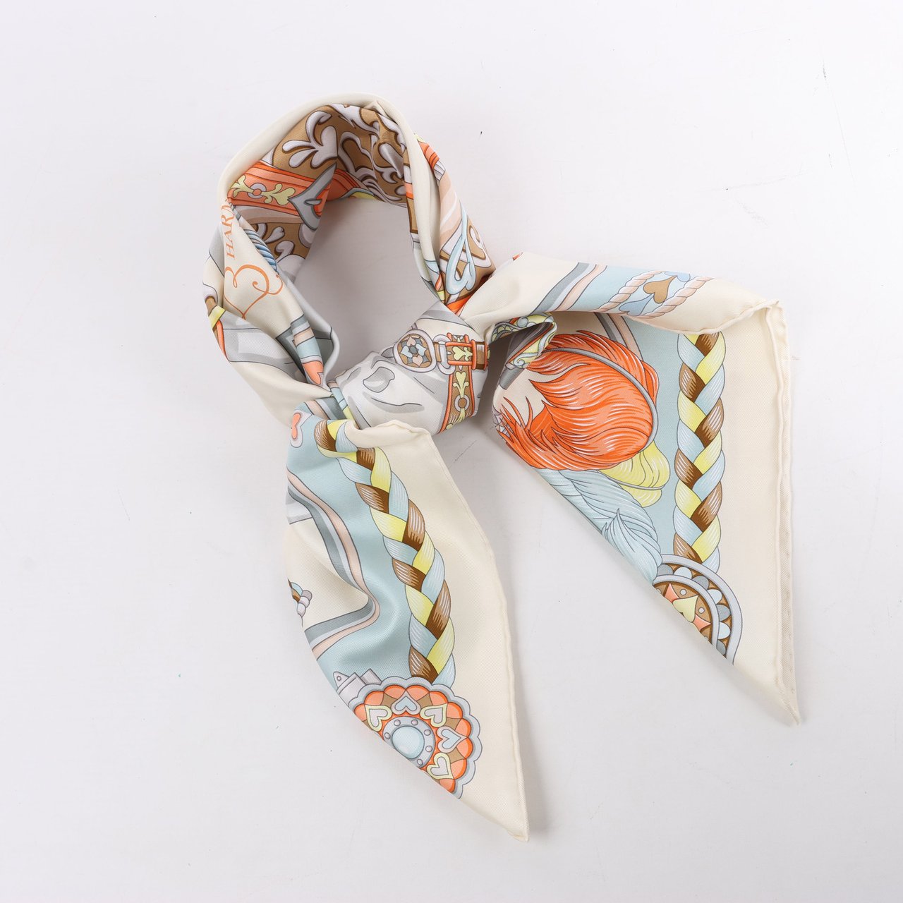 Hermès Hermes Carré 90 "HARNAIS DE COEUR" Silk handkerchief in Multicolor Divers