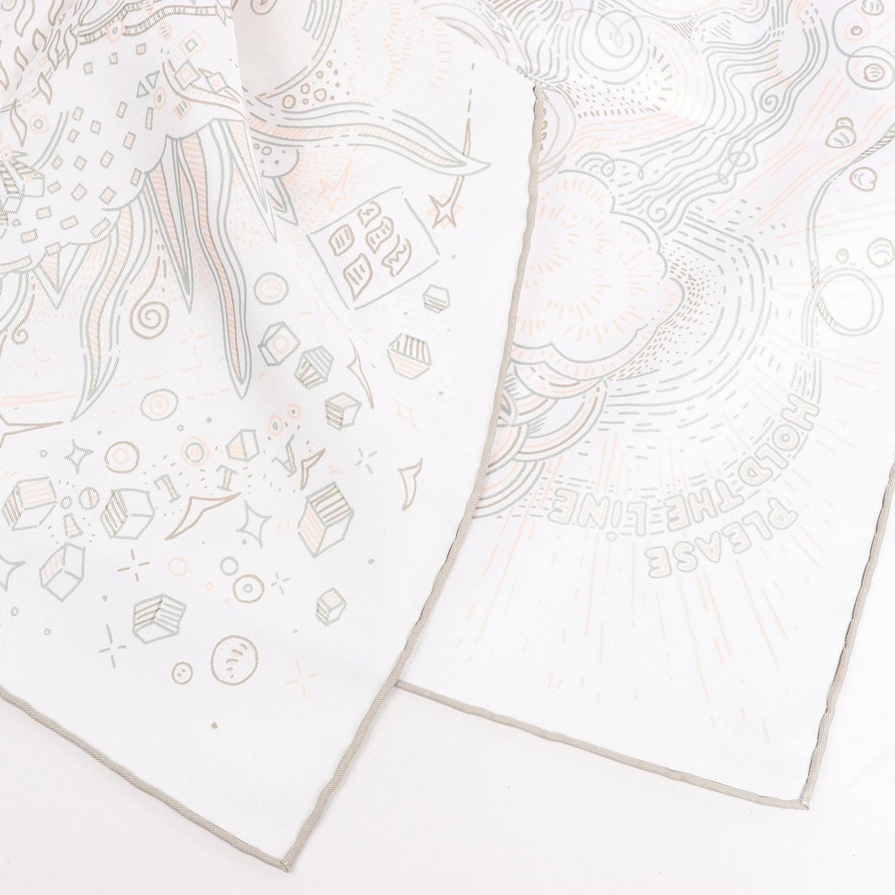 Hermès Hermès Carré 90 "PLEASE HOLD THE LINE" Silk handkerchief in White Wit