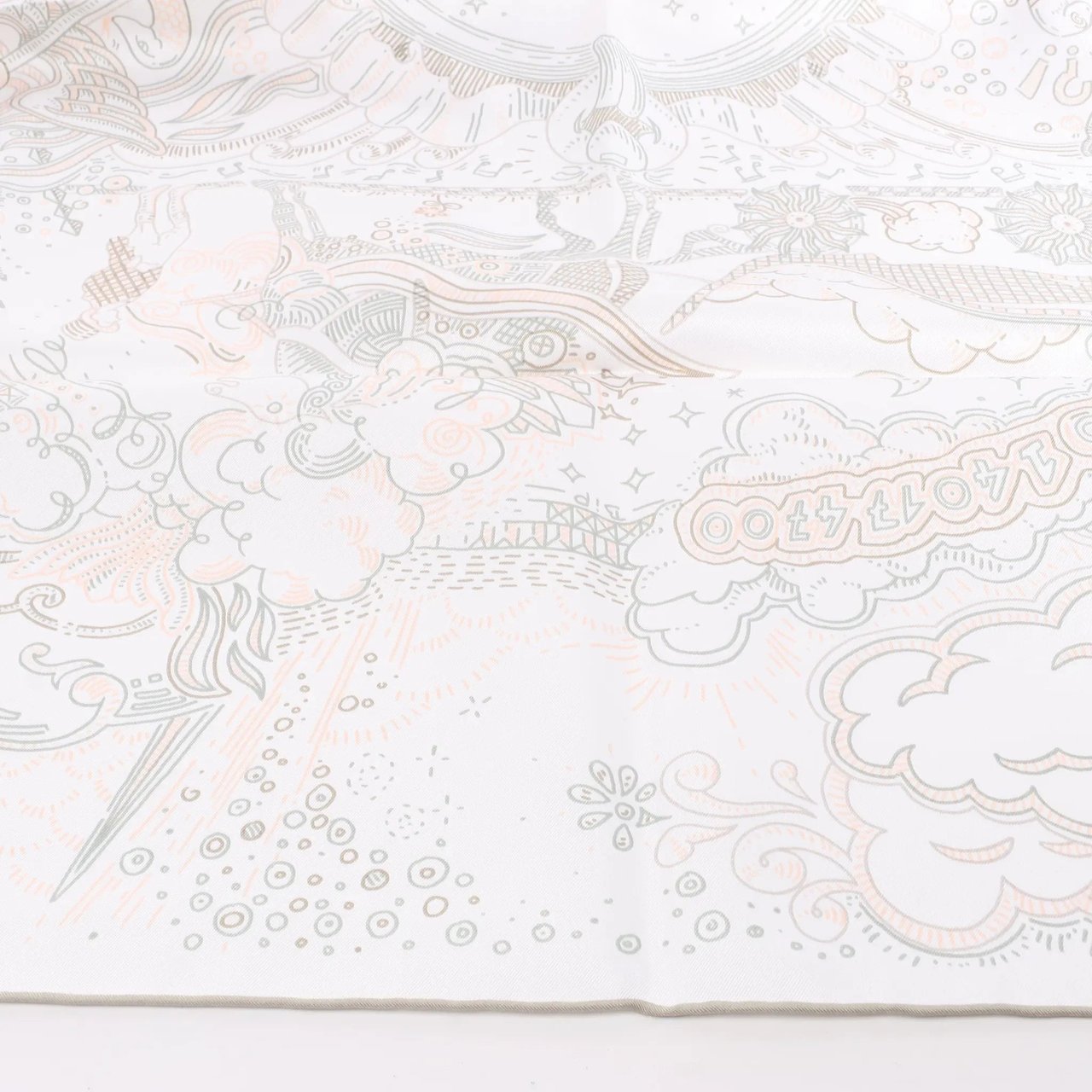 Hermès Hermès Carré 90 "PLEASE HOLD THE LINE" Silk handkerchief in White Wit