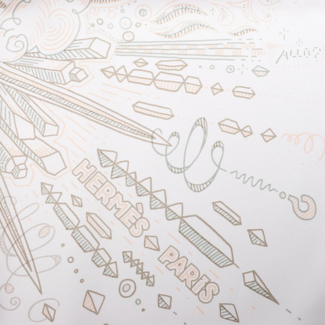 Hermès Hermès Carré 90 "PLEASE HOLD THE LINE" Silk handkerchief in White Wit