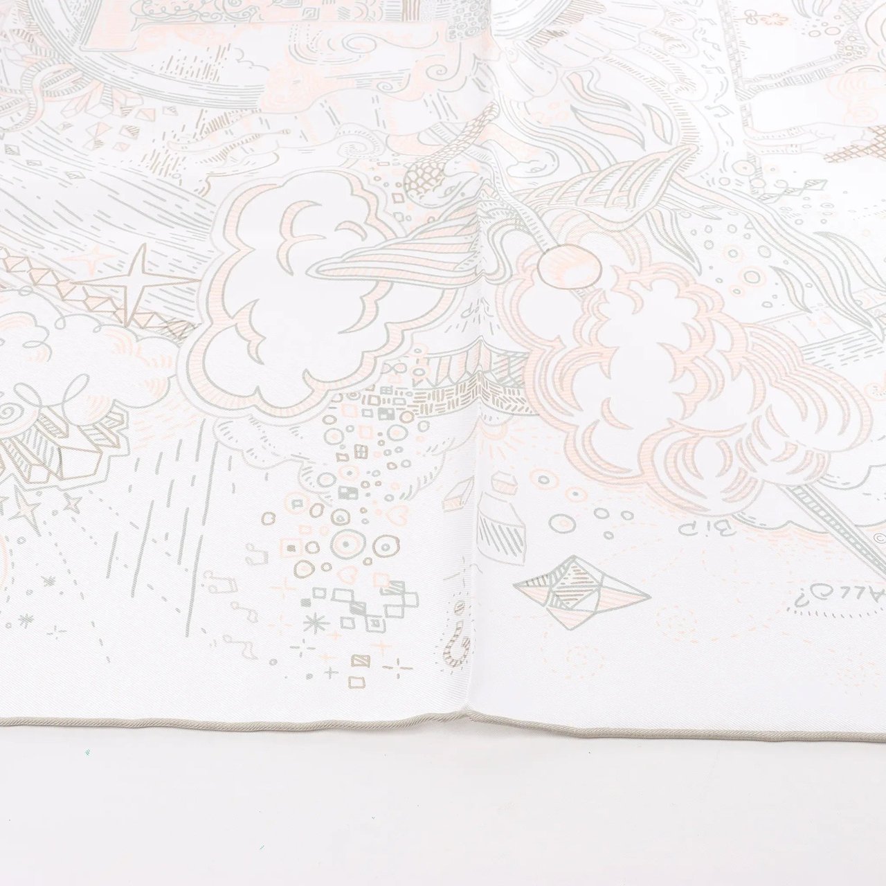 Hermès Hermès Carré 90 "PLEASE HOLD THE LINE" Silk handkerchief in White Wit