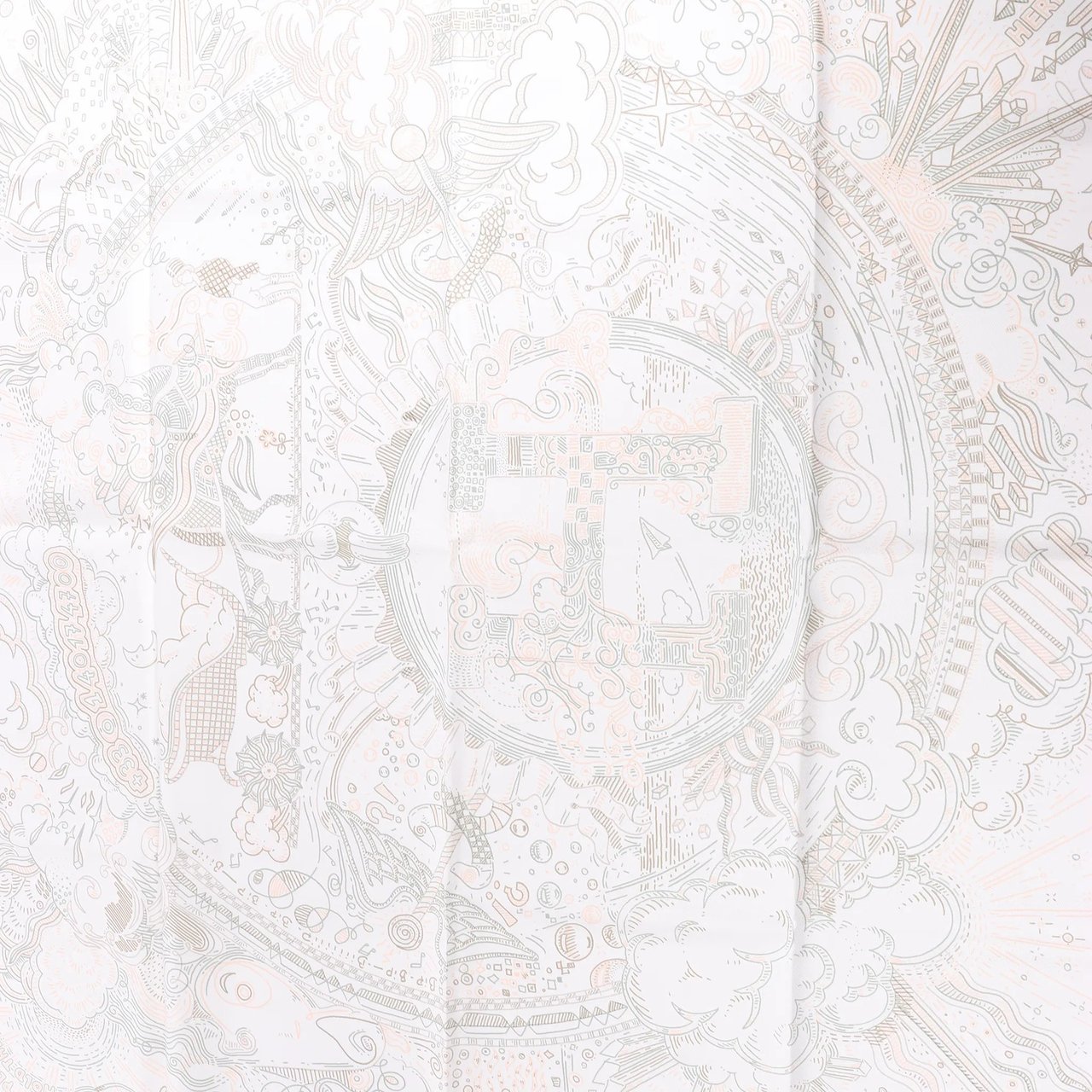 Hermès Hermès Carré 90 "PLEASE HOLD THE LINE" Silk handkerchief in White Wit