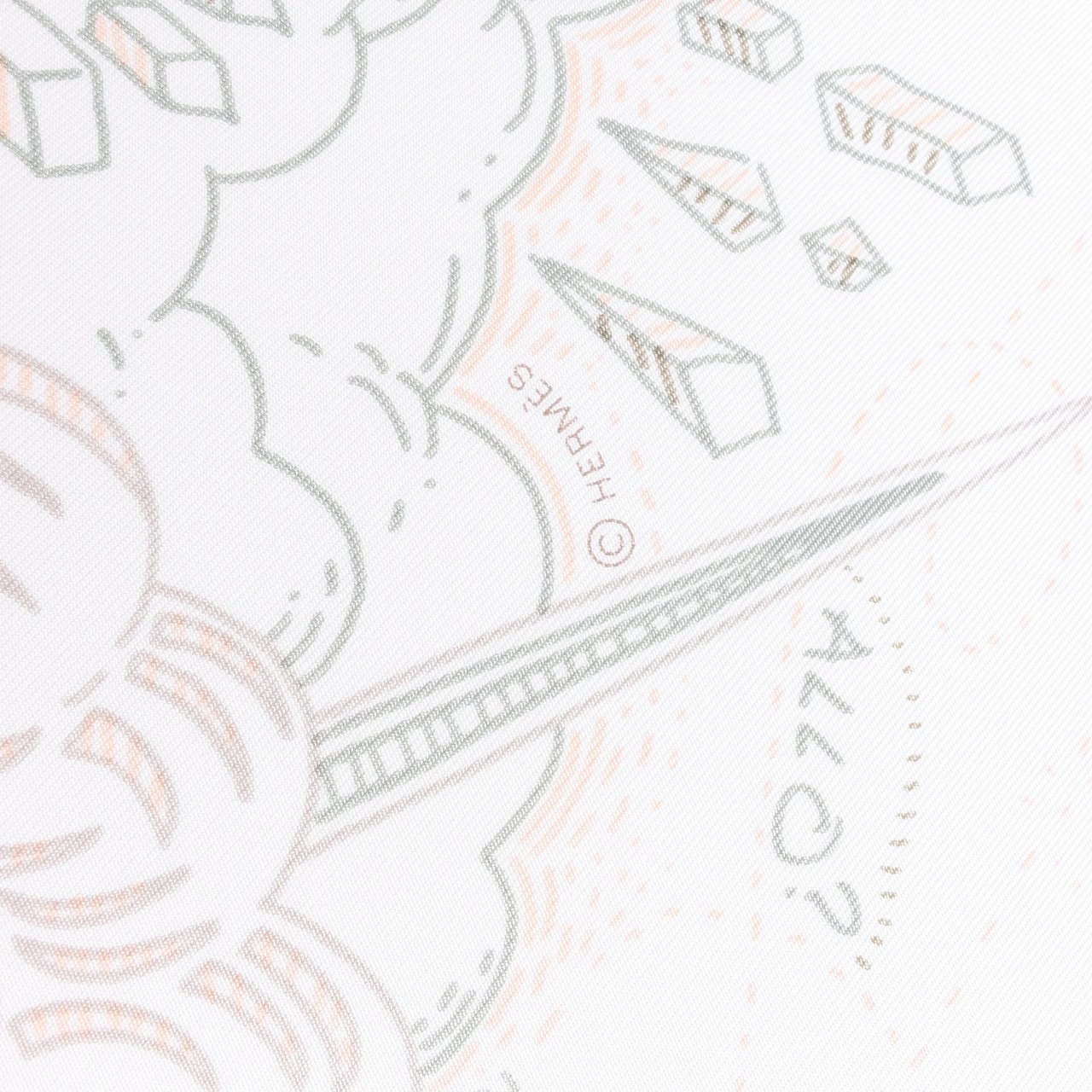 Hermès Hermès Carré 90 "PLEASE HOLD THE LINE" Silk handkerchief in White Wit