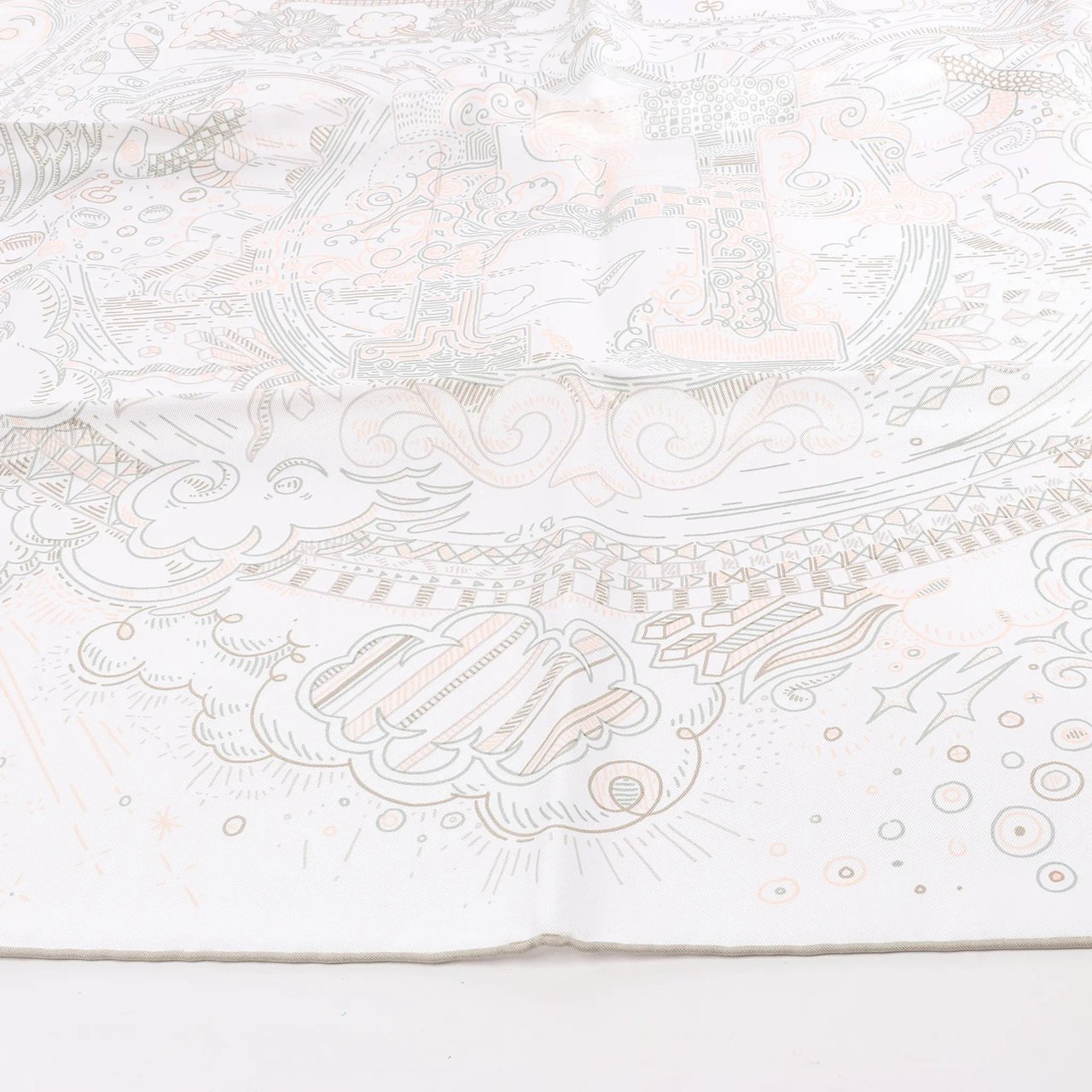 Hermès Hermès Carré 90 "PLEASE HOLD THE LINE" Silk handkerchief in White Wit