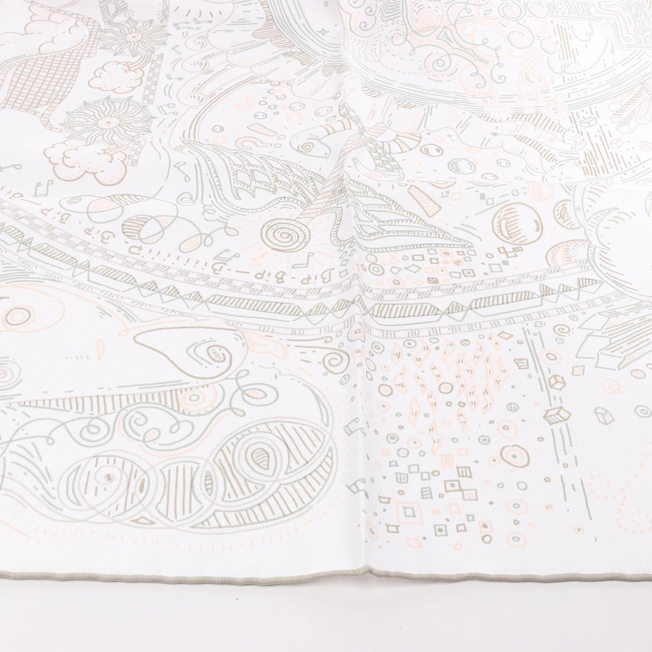 Hermès Hermès Carré 90 "PLEASE HOLD THE LINE" Silk handkerchief in White Wit