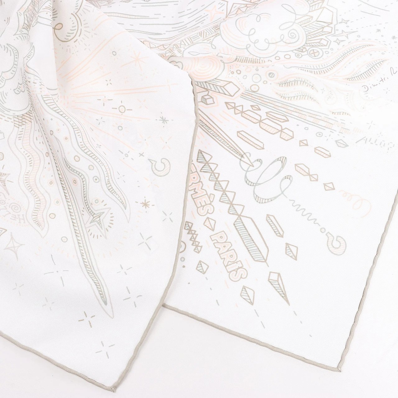 Hermès Hermès Carré 90 "PLEASE HOLD THE LINE" Silk handkerchief in White Wit