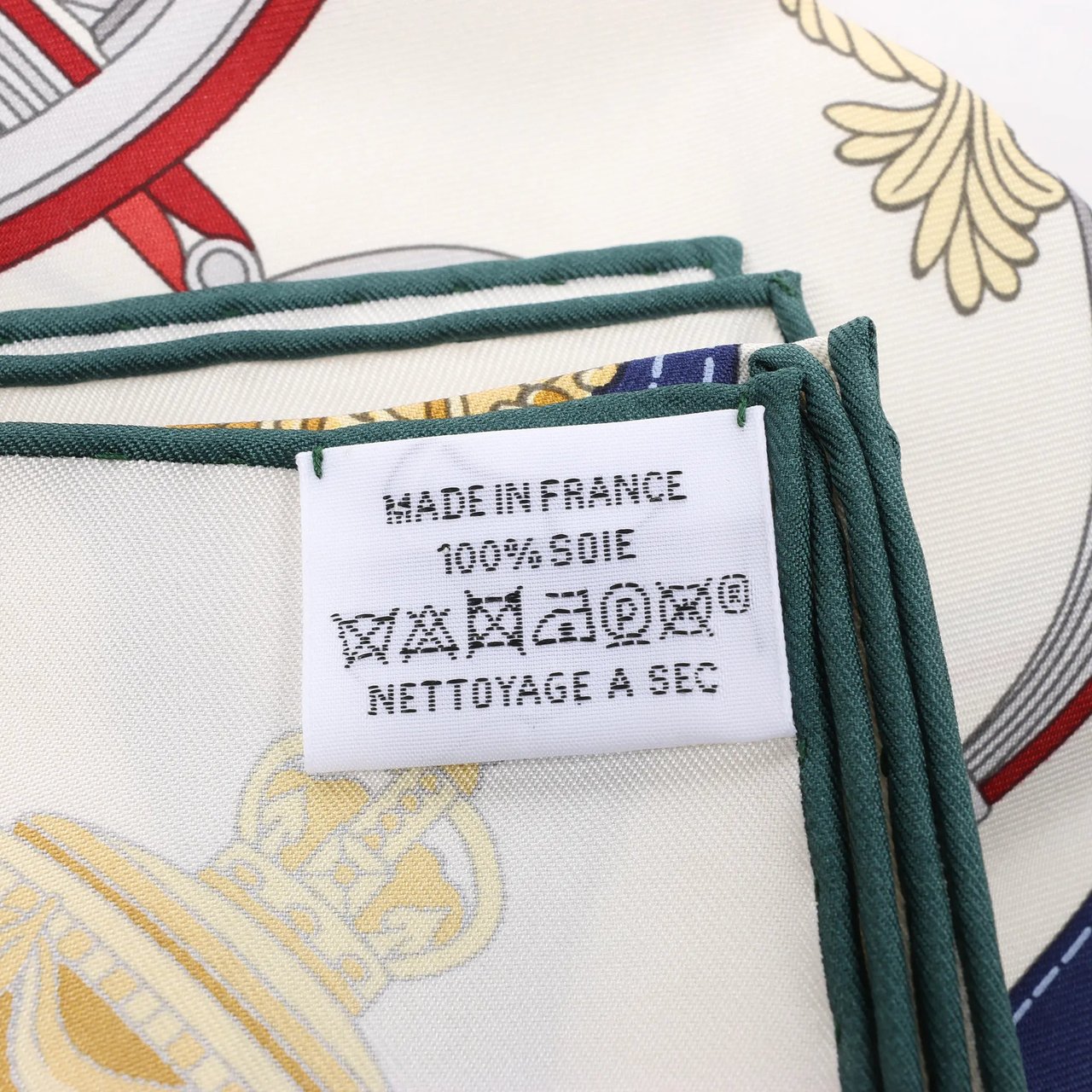 Hermès Hermès Carré 90 "STATELY WHEELS" Silk handkerchief in Ecru x Blue Beige