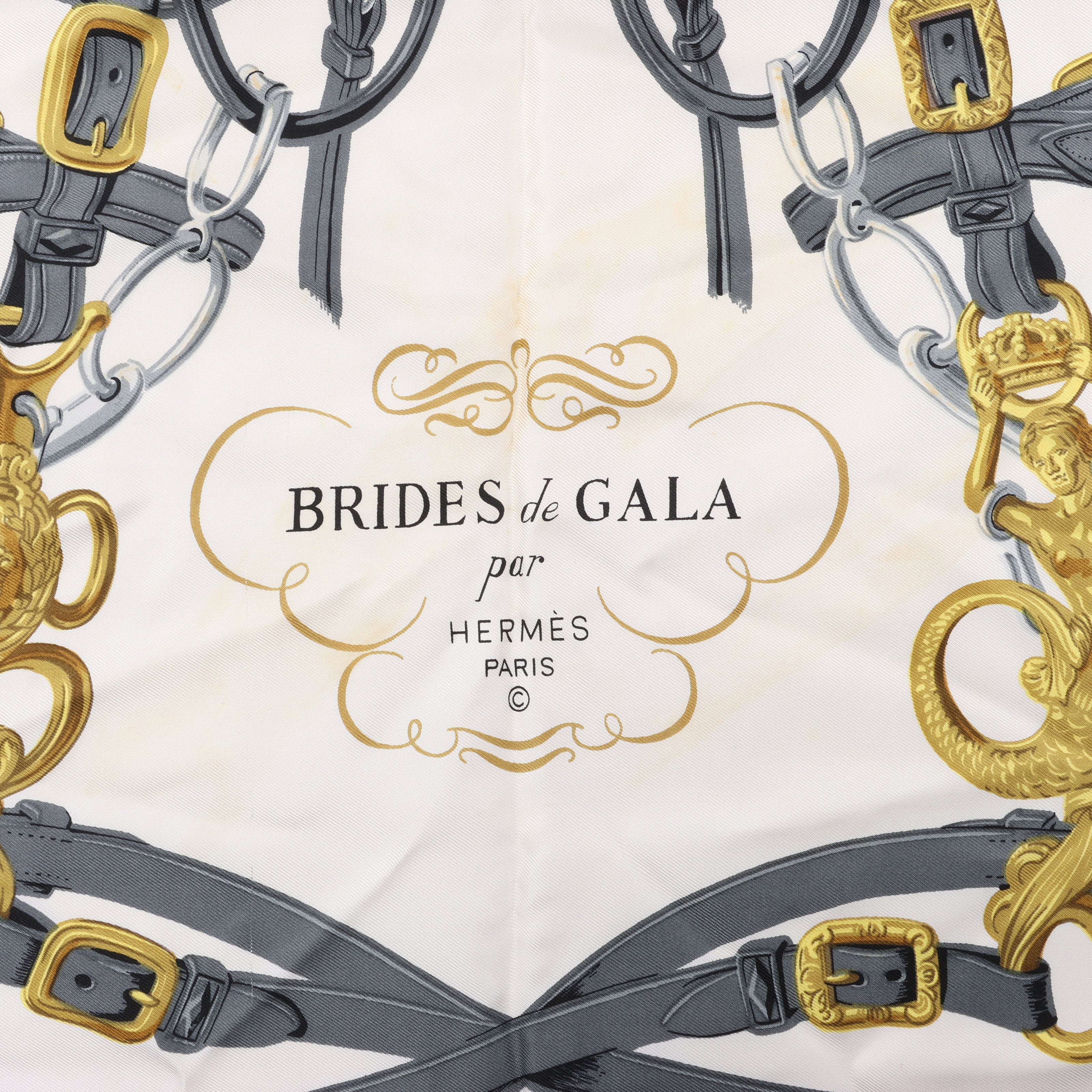 Hermès Hermès Carré 90 "BRIDES de GALA" 100% Silk Scarf in Red Rood