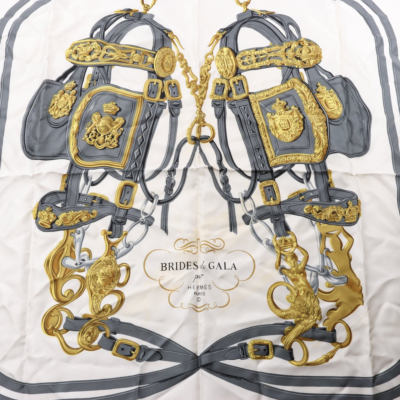 Hermès Hermès Carré 90 "BRIDES de GALA" 100% Silk Scarf in Red Rood