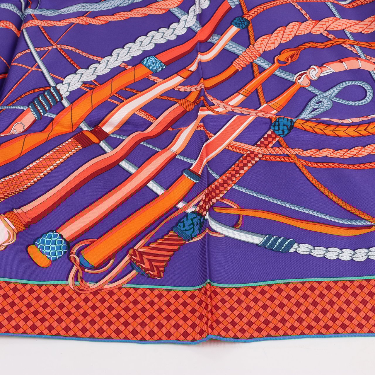 Hermès Hermès Carré 90 Fouets et Badines" 100% Silk Scarf in Purple Paars