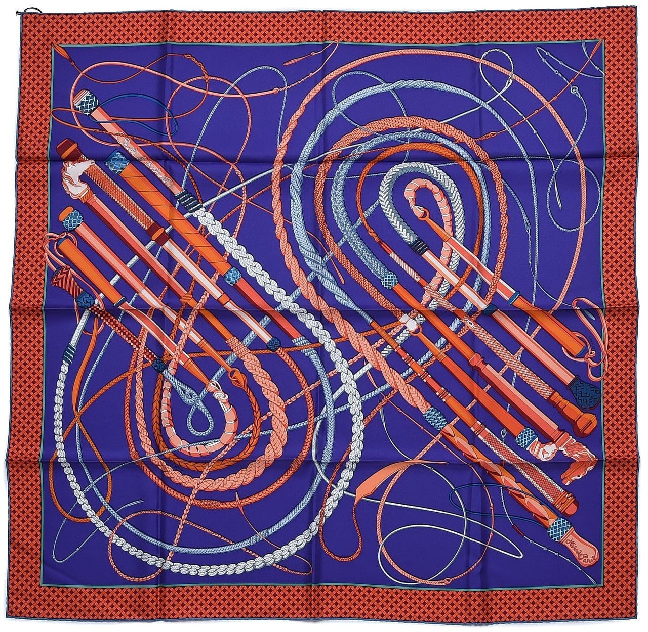 Hermès Hermès Carré 90 Fouets et Badines" 100% Silk Scarf in Purple Paars