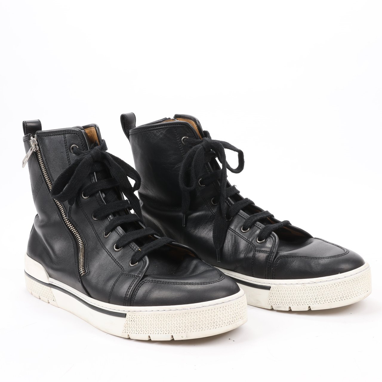 Hermès Hermès Leather High-Top Side Zip Sneakers in Black, Size 42 EU 182355ZH Divers