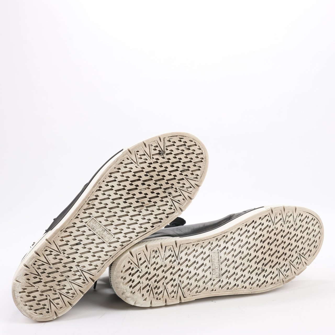 Hermès Hermès Leather High-Top Side Zip Sneakers in Black, Size 42 EU 182355ZH Divers