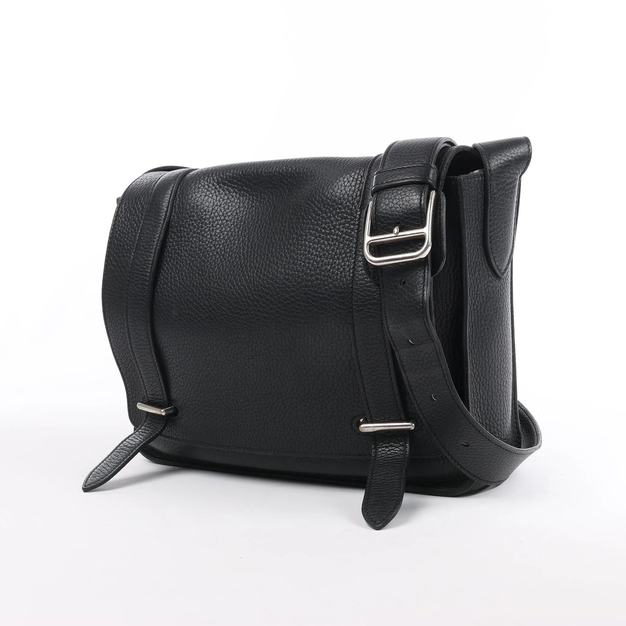 Hermès HERMES Steve Caporal 27 Taurillon Clemence in Black and Silver Metal Fittings Crossbody Bag X: 2016 Zwart