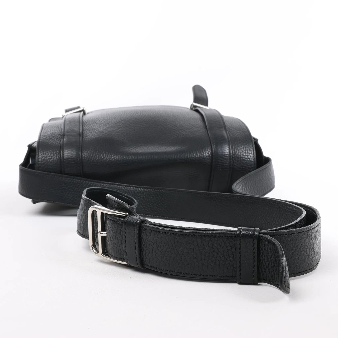 Hermès HERMES Steve Caporal 27 Taurillon Clemence in Black and Silver Metal Fittings Crossbody Bag X: 2016 Zwart