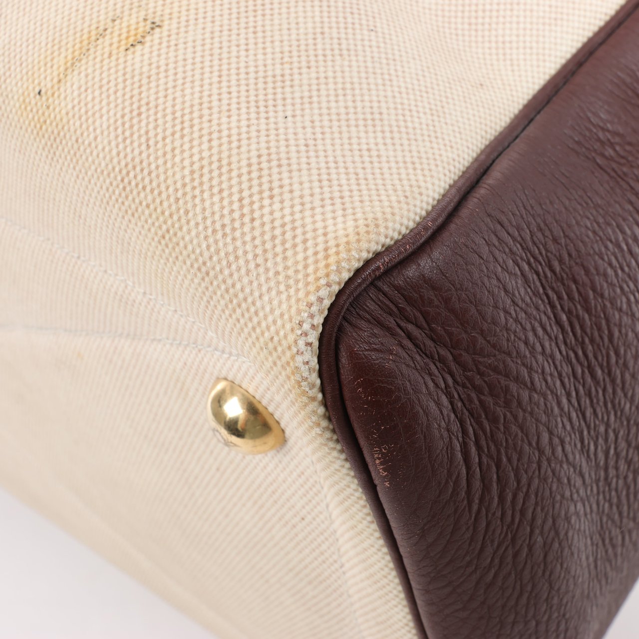 Hermès HERMES Victoria 43 Taurillon x Toile Travel Bag in Brown x Beige Divers