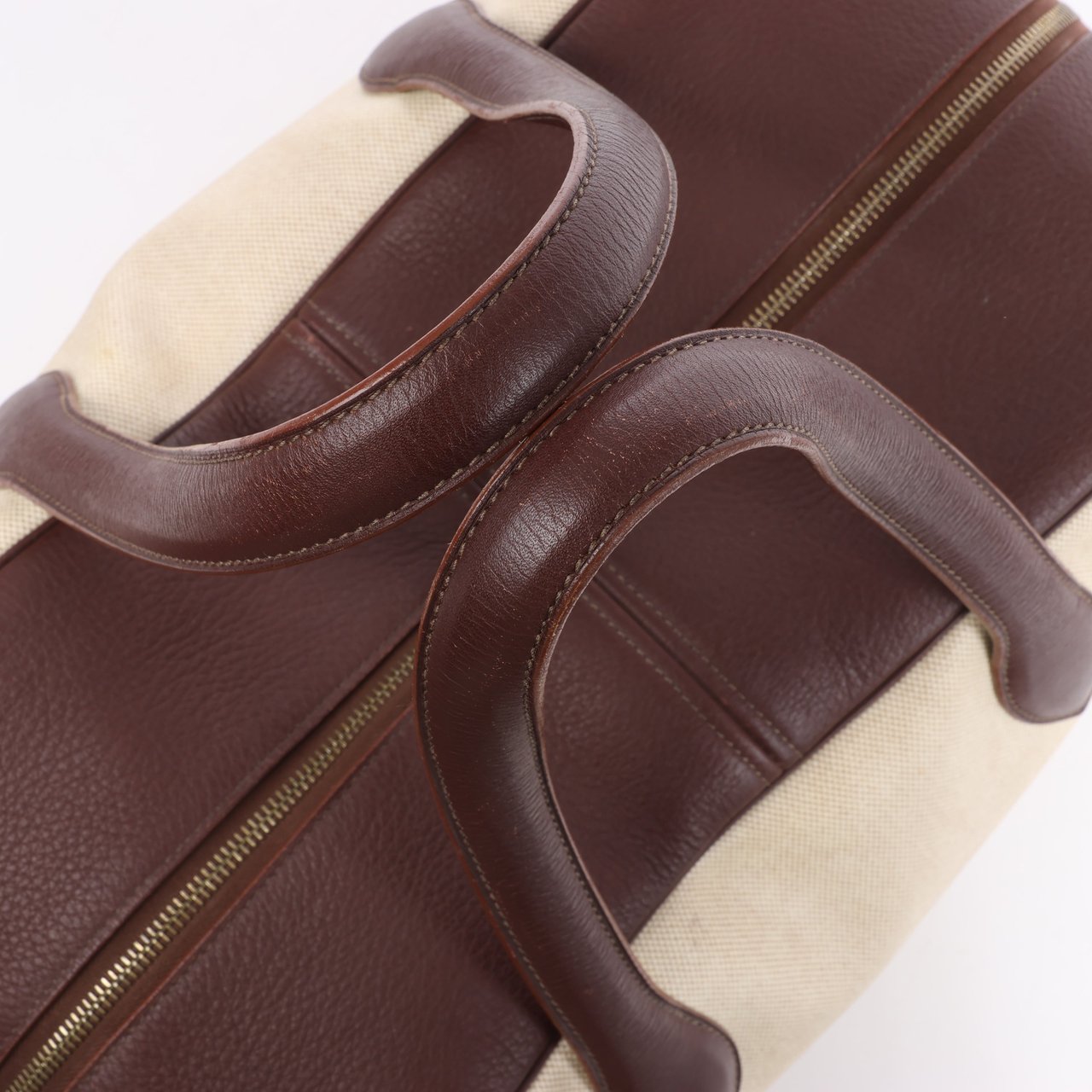 Hermès HERMES Victoria 43 Taurillon x Toile Travel Bag in Brown x Beige Divers