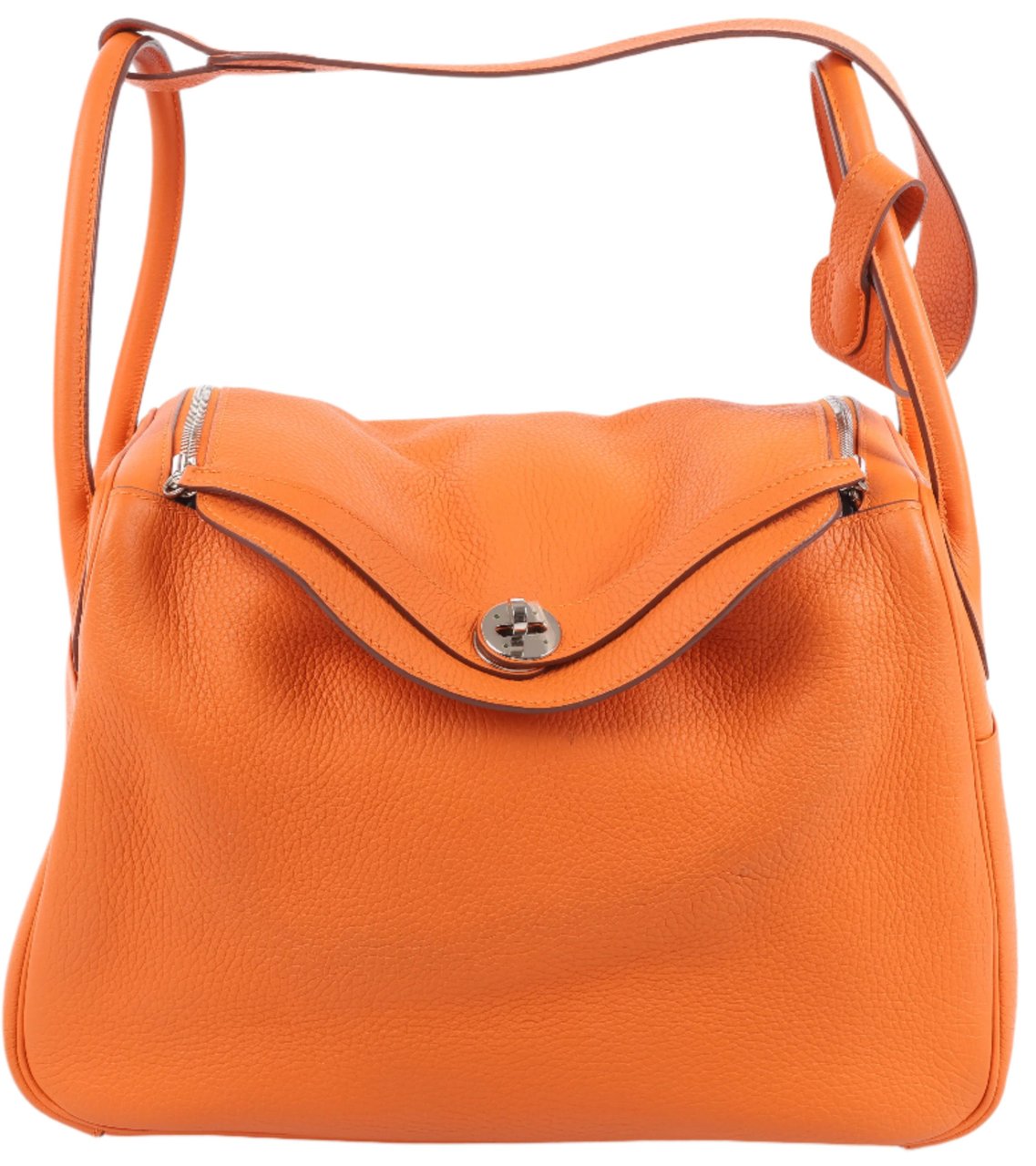 Hermès Hermes Lindy 34 Taurillon Clemence Orange Silver Metal Fittings Handbag □P:2012 Oranje